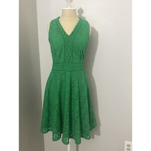 Women's Crochet Midi Dress Emerald Green BOHO Classic Fit Love Story - Size PM